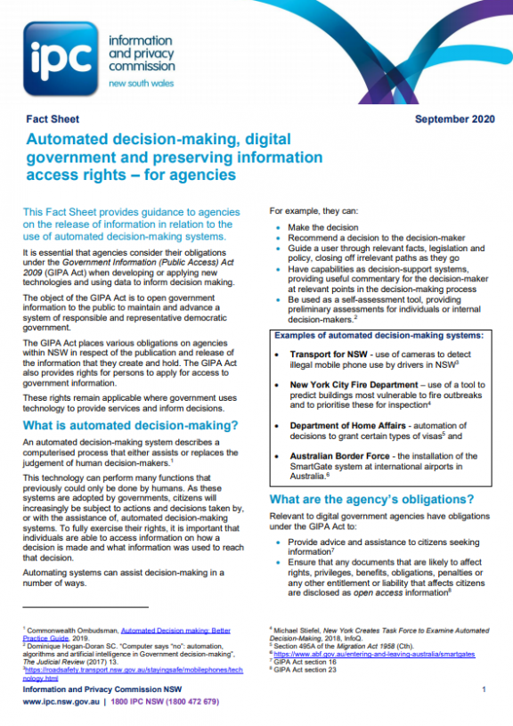 Fact Sheet Automated Decision Making Agencies
