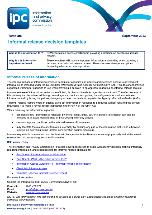Template - Informal Release Decision Template Letters September 2023 (6)