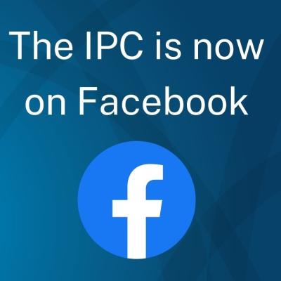 Blue image which says The IPC is now on Facebook